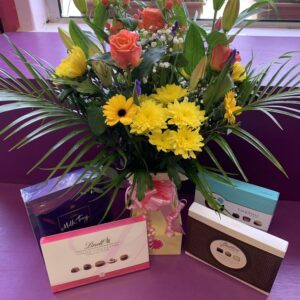Aqua Bouquet with Box of Chocolate
